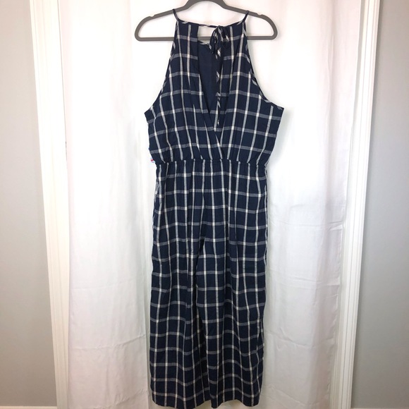 Maison Jules Plaid Cropped Jumpsuit. Sz XL NWT - Picture 5 of 6